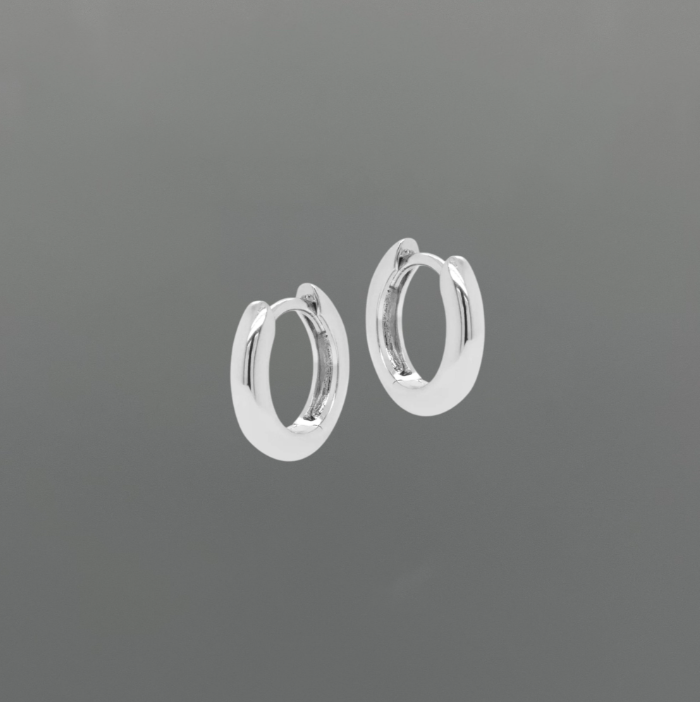 H382 | Silver Luxe Minimal Chunky Huggie Earrings