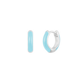 H547 | Silver Paradise Blue Enamel Huggie Earrings