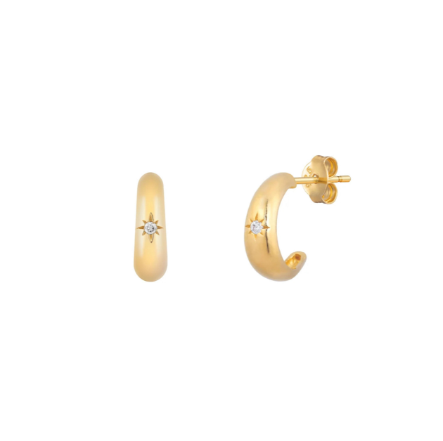 H627 | Gold Vermeil North Star Half Hoop Earrings