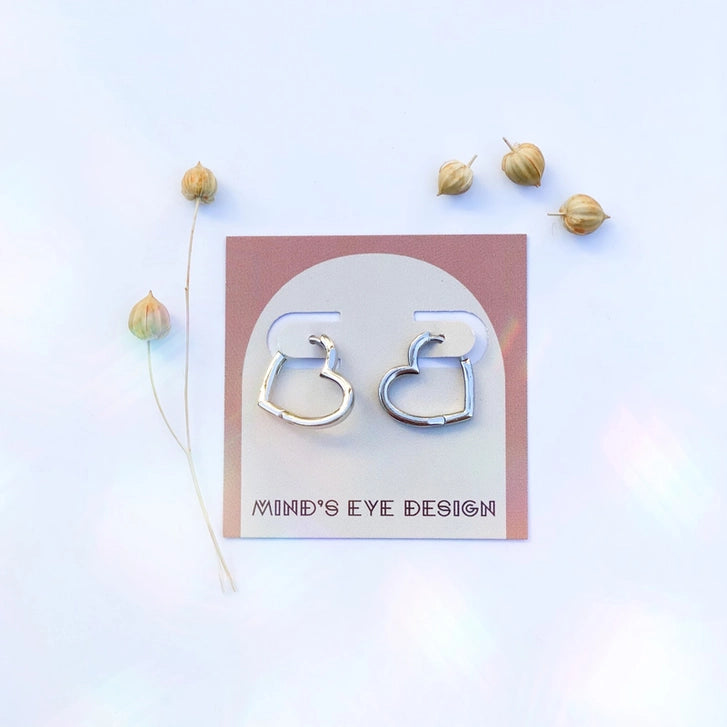 Heart Huggies Silver Earrings