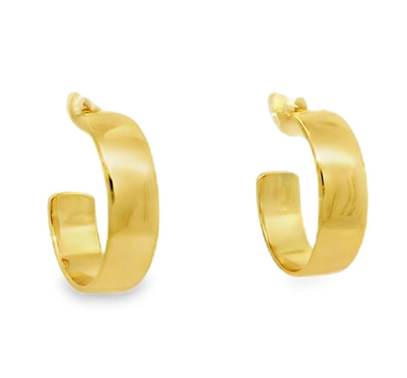 HG272 | Gold Vermeil Medium Flat Wide Post Huggie Earrings