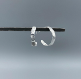 HS117 | Silver Hammered Post Hoop Earrings