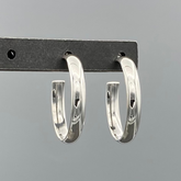 HS120 | Large Silver Oval Post Hoop Earrings
