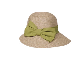 Linen Kiwi Bow Cloche Hat