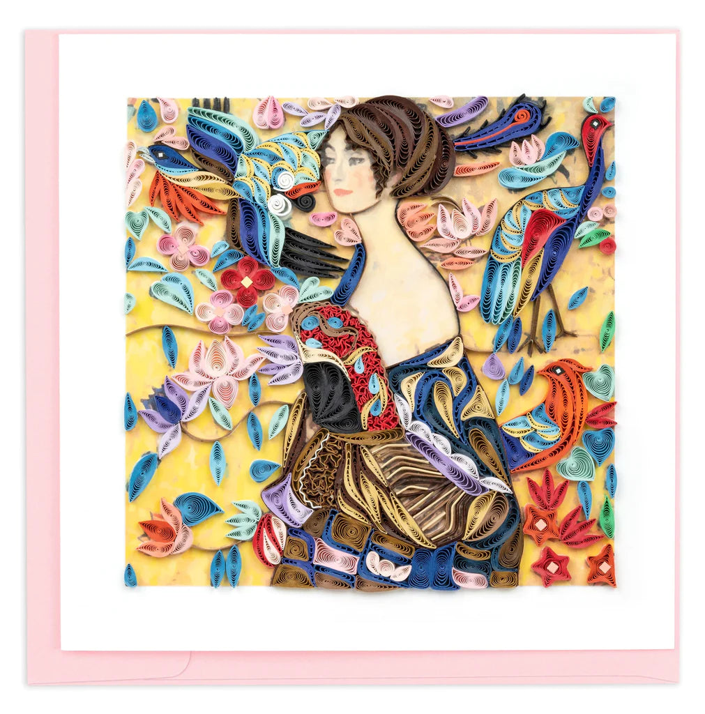 Klimt Lady with Fan Quilling Greeting Card