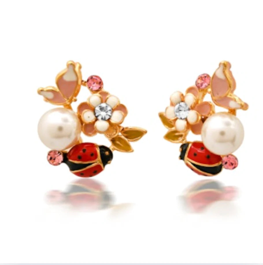 Ladybug Cluster Post Earrings