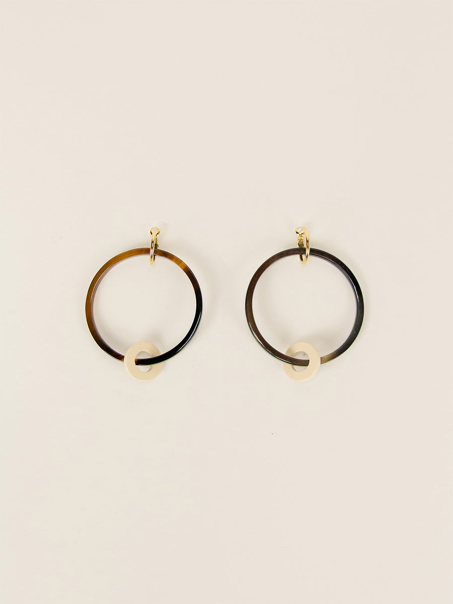 Large and Small Hoops - Hoof with Beige and Khaki Lacquer