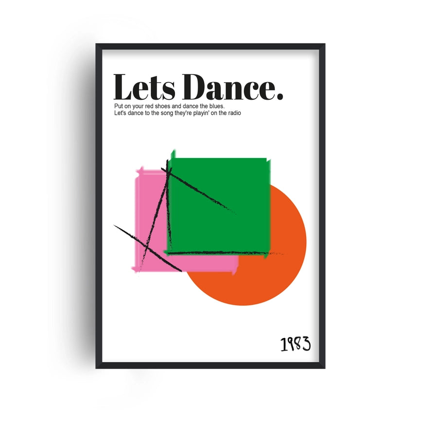 Let's Dance David Bowie Inspired Retro Giclee Art Pring