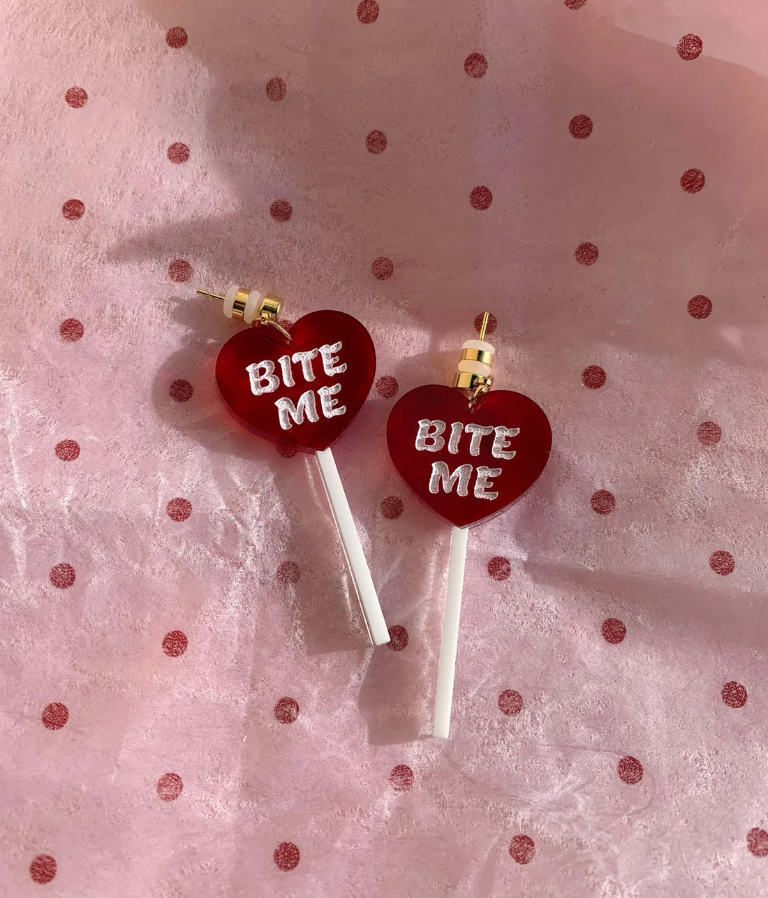 Bite Me Heart Lollipop Earrings