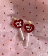 Bite Me Heart Lollipop Earrings