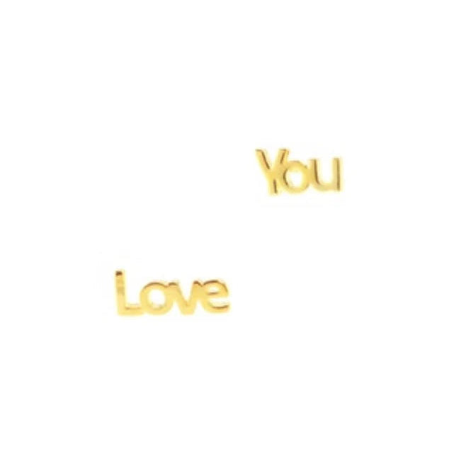 Gold "Love You" Earrings