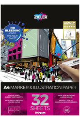 Zieler® A4 Marker & Illustration Pad - 200gsm, 32 Sheets