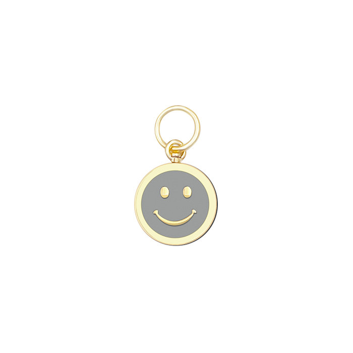 Smiley/Frown Face Mini Pendant (all gold/gray pearl)