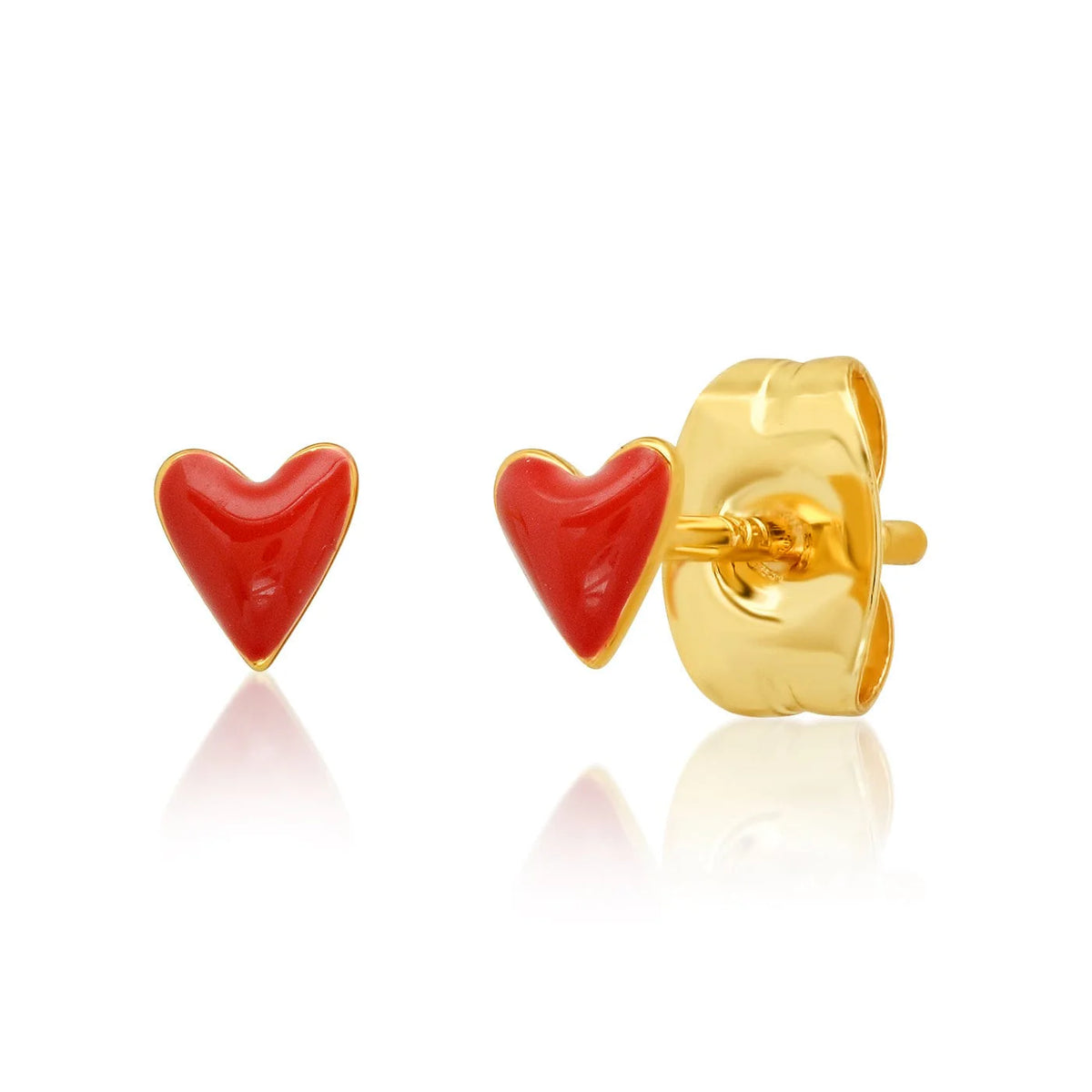 Red Enamel Heart Earrings