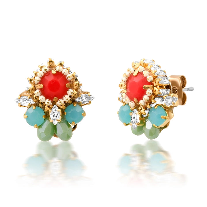 Mixed Media Opaque Stone Post Earrings