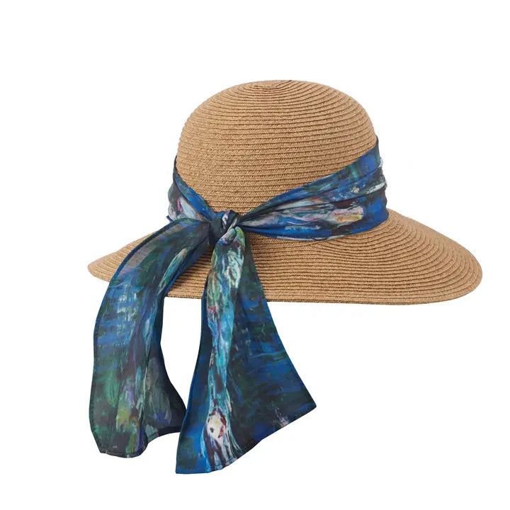 Art Scarf Sunhat - Monet Blue Water Lilies