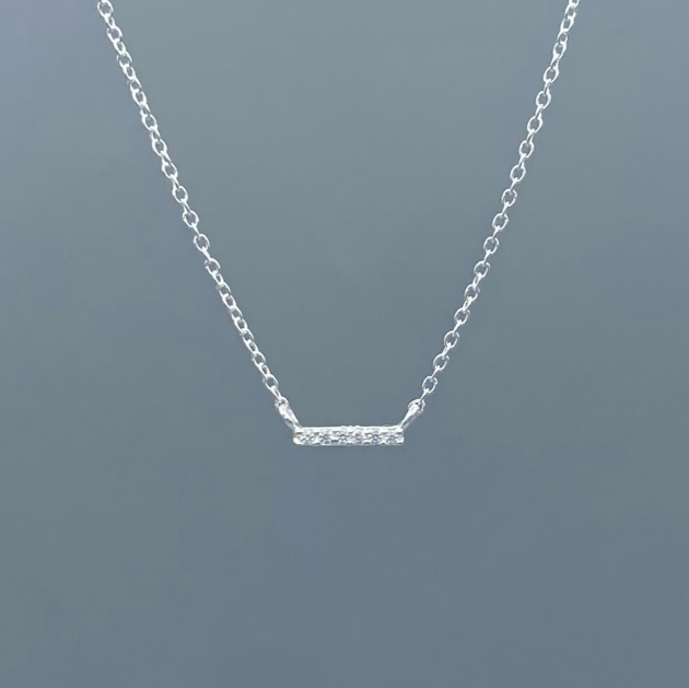 NS299 | Silver CZ Baby Bar Necklace