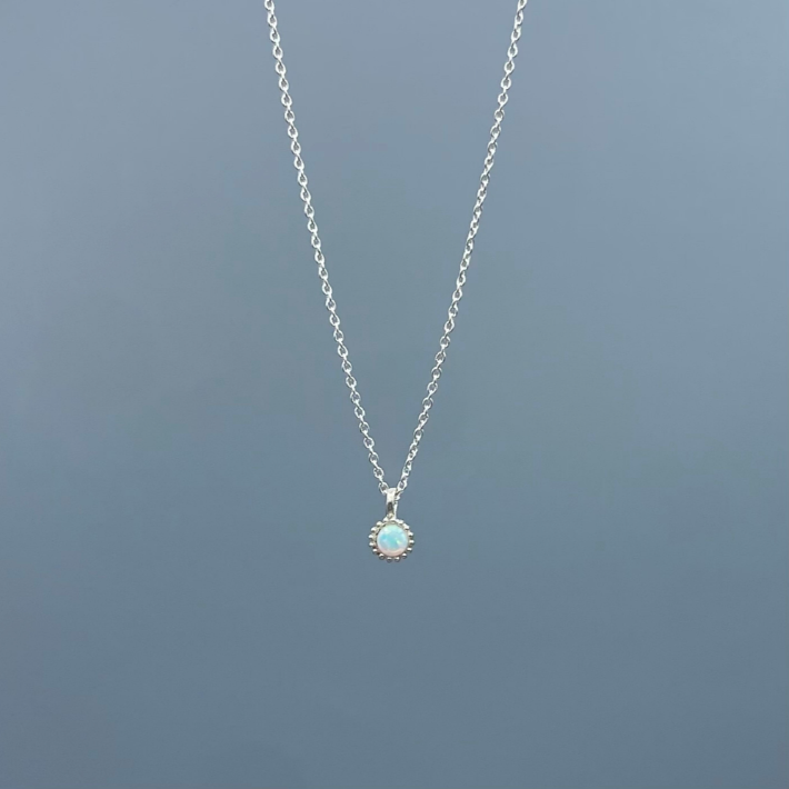 NS376 | Silver Dainty Opal Necklace