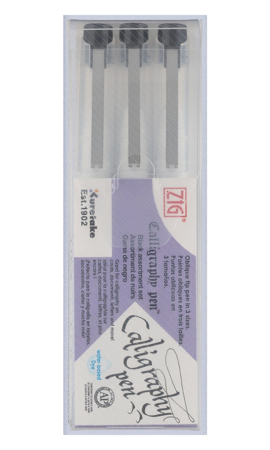 Zig® Calligraphy 3 Oblique Nib Pens - Black