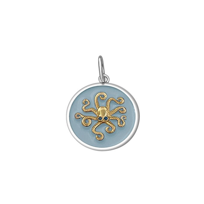 LOLA Octopus Small Pendant (gold/pale blue)