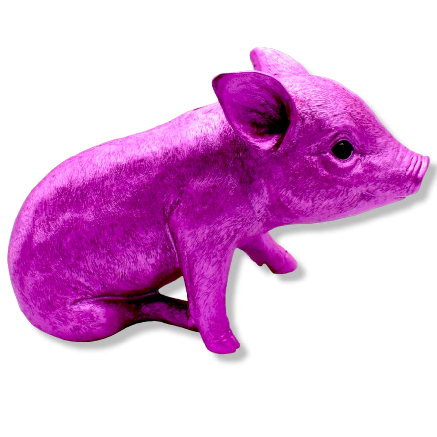 Pink Chrome Piggy Bank Standing 9.5"