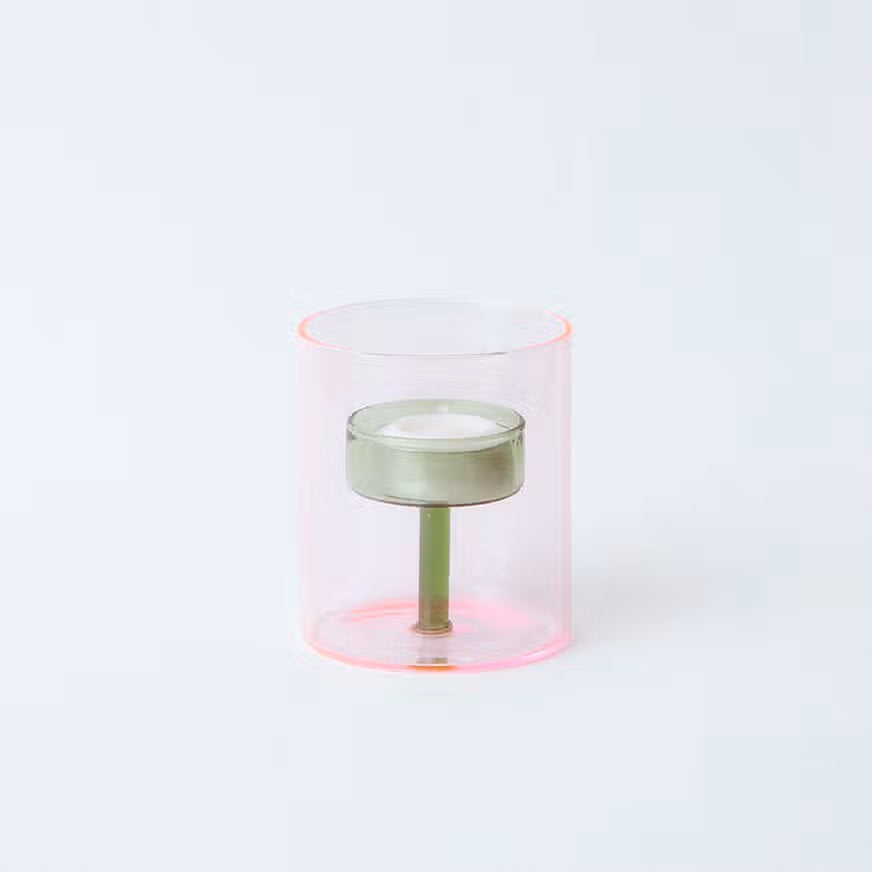 Duo Tone Glass Tea-light Candle Holder