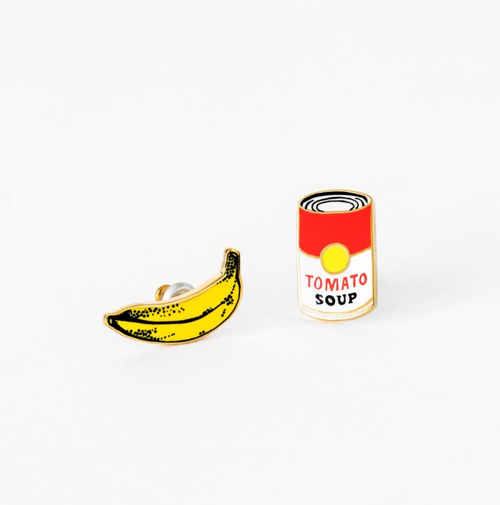 Pop Art Banana & Soup Can Post Earrings