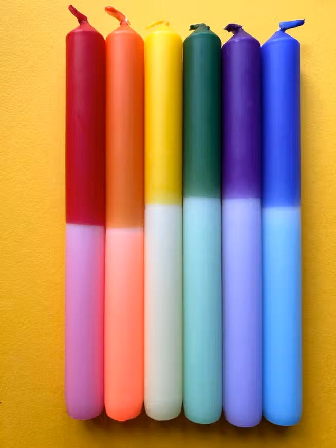 Rainbow Block Dip Dye Candles (set of 6)