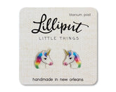 Rainbow Unicorn Earrings - White