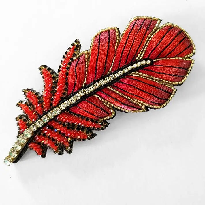 Red Feather Brooch