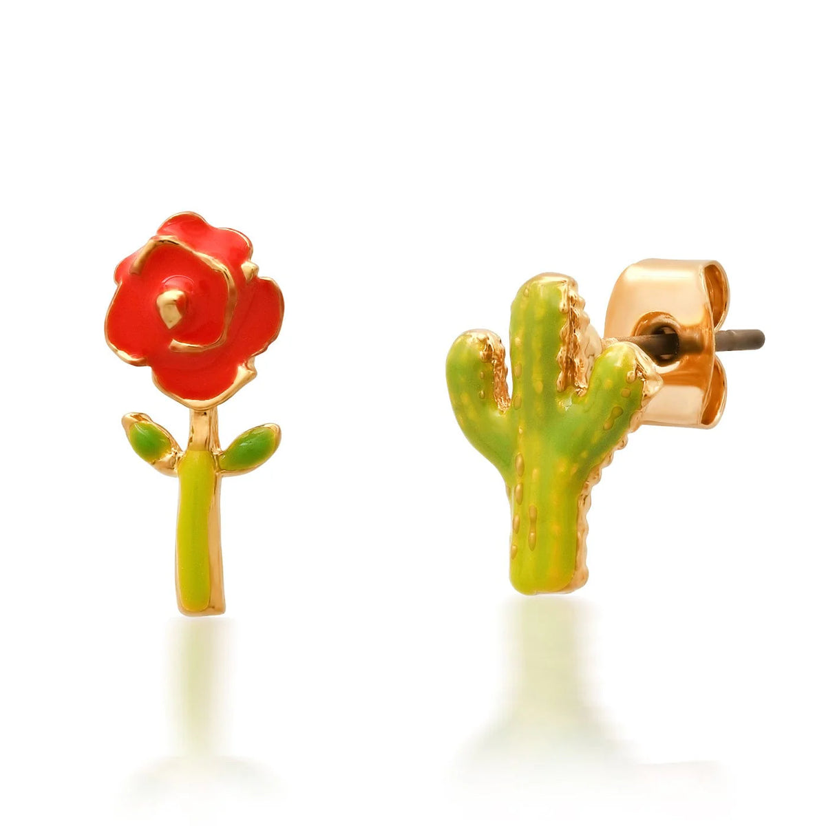 Rose and Cactus Mix Matched Post Earrings