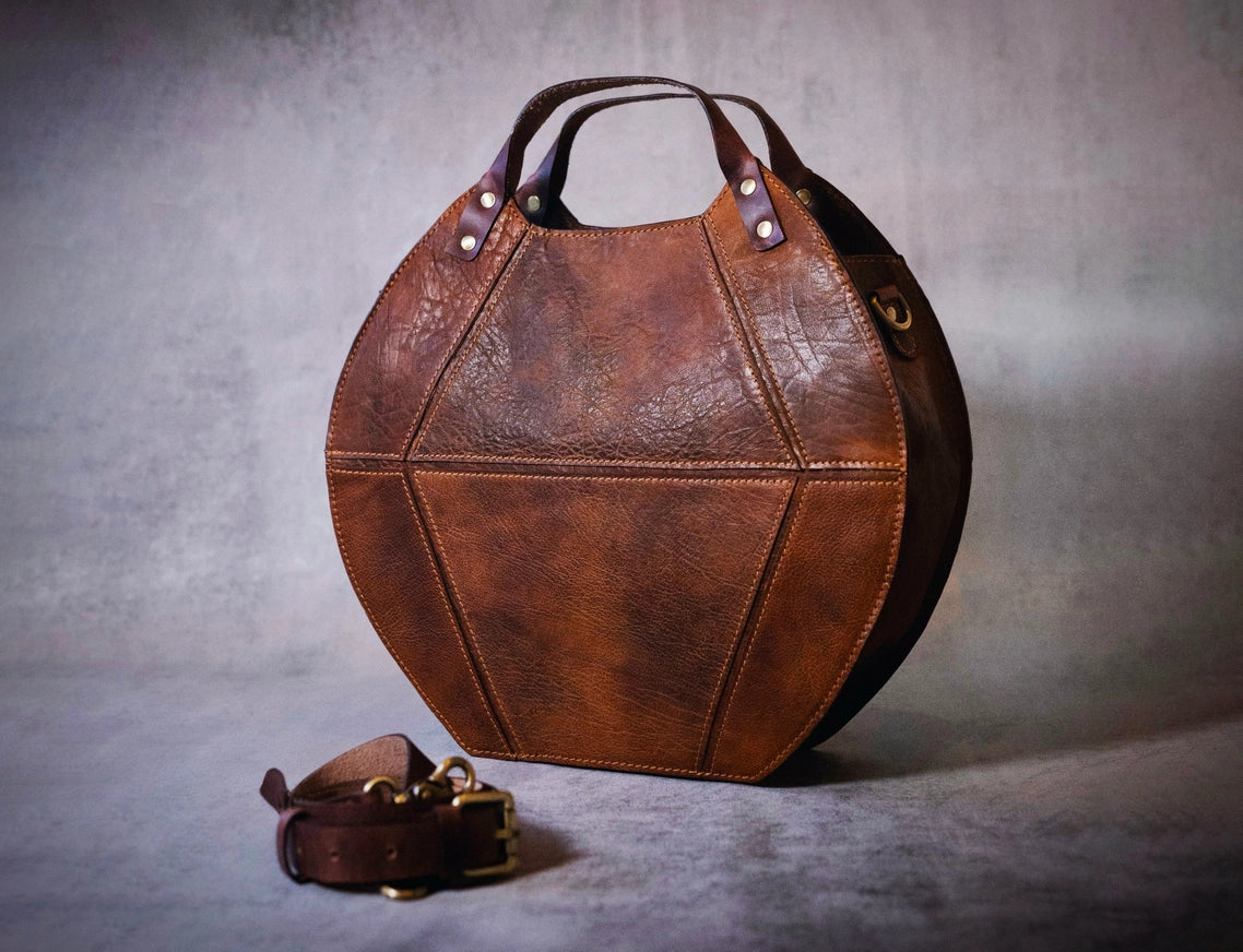 Leather Round Handbag
