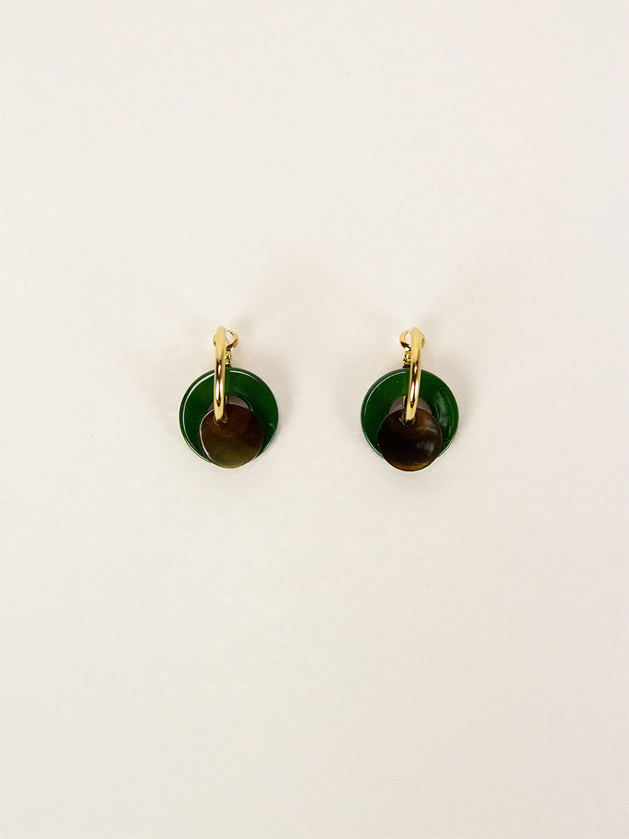 Khaki Round Earrings w/Pastille in Hoof