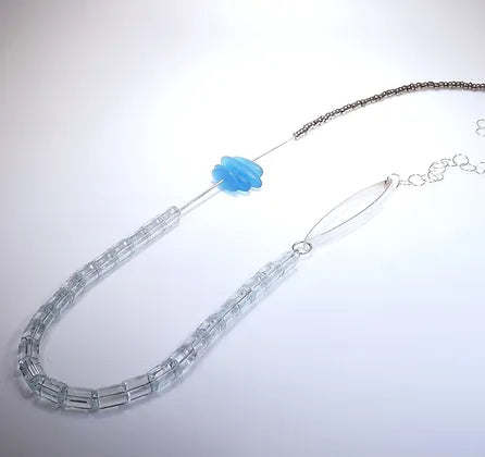 Sea Blue Vintage Glass Necklace