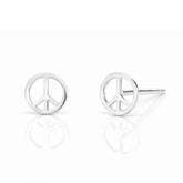 Silver Peace Sign Stud Earrings