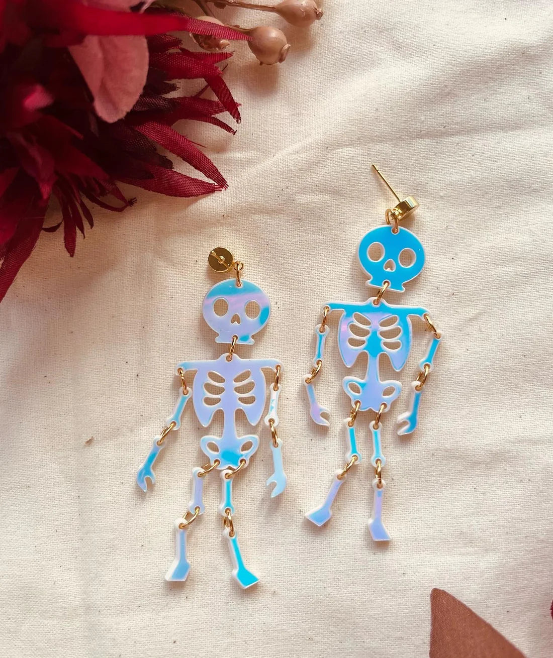 Iridescent Skeleton Earrings