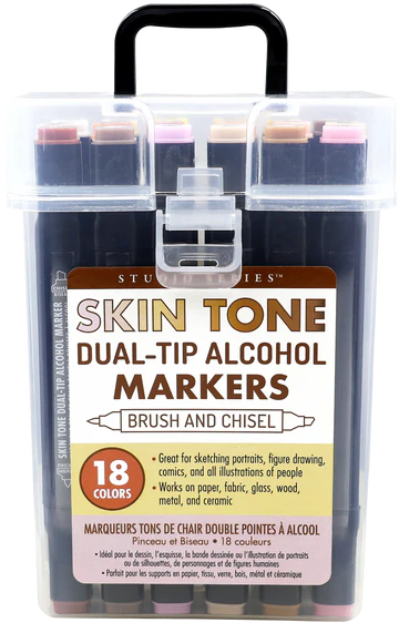 Skin-Tone Dual Tip Alcohol Markers (set of 18)