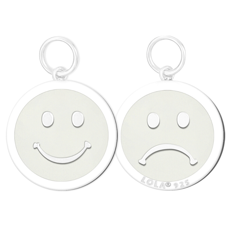 LOLA Smiley/Frown Face Small Pendant (silver/alpine white)