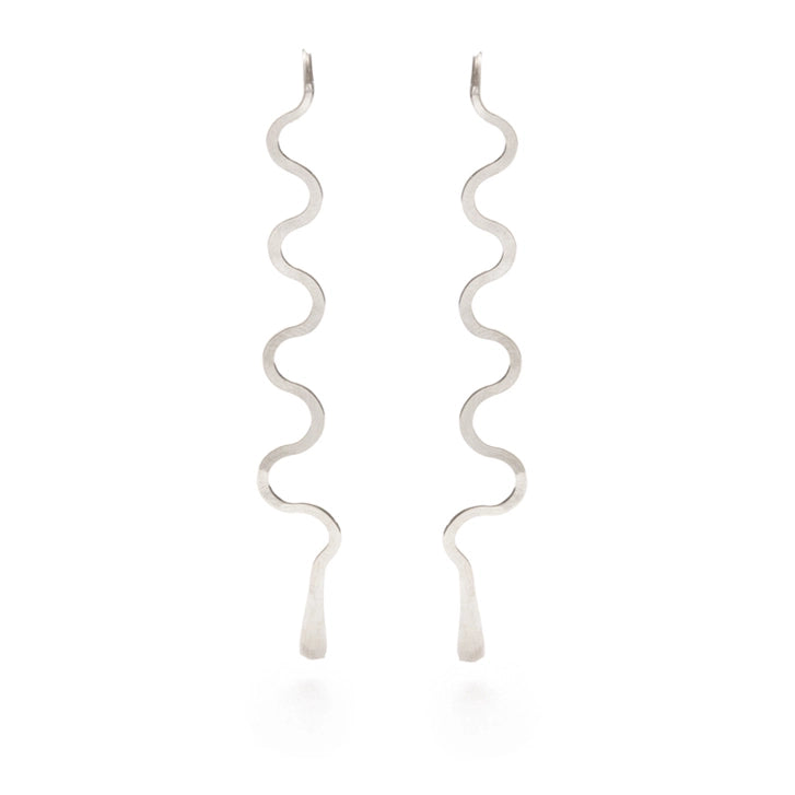 Squiggle Threaders Silver Earrings