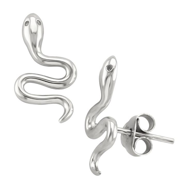 Silver Snake Slither Stud Earrings