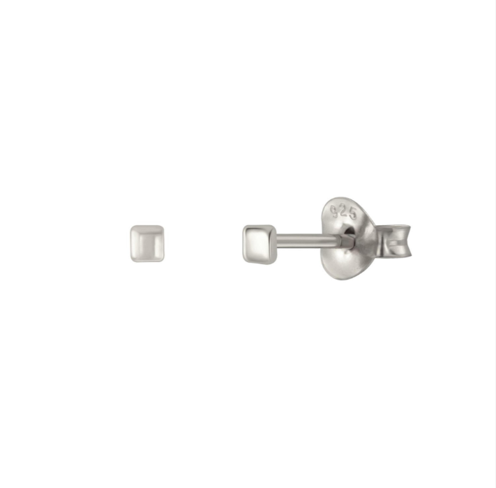 ST310 | Little Silver Cube Stud Earrings