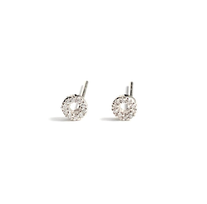 ST377 | Silver Mini Sparkle Circle Stud Earrings