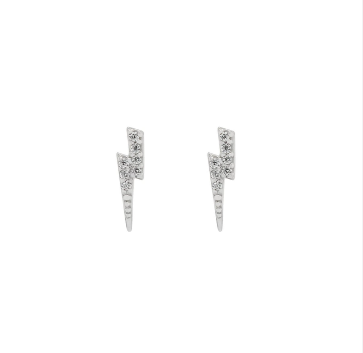 ST678 | Silver/CZ Thunder Stud Earrings