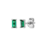 ST759 | Silver Emerald Baguette Stud Earrings