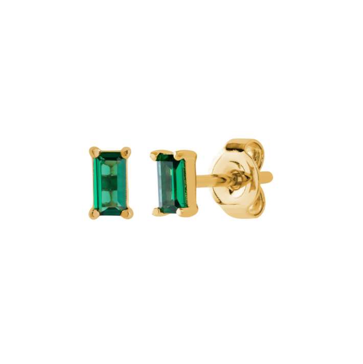 ST760 | Gold Filled Emerald Baguette Stud Earrings