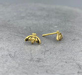 Gold Filled Oxidized Bee Stud Earrings