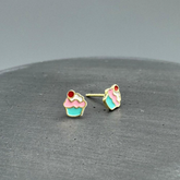 STG676 | Gold Filled Enamel Frosted Cupcake Post Earrings