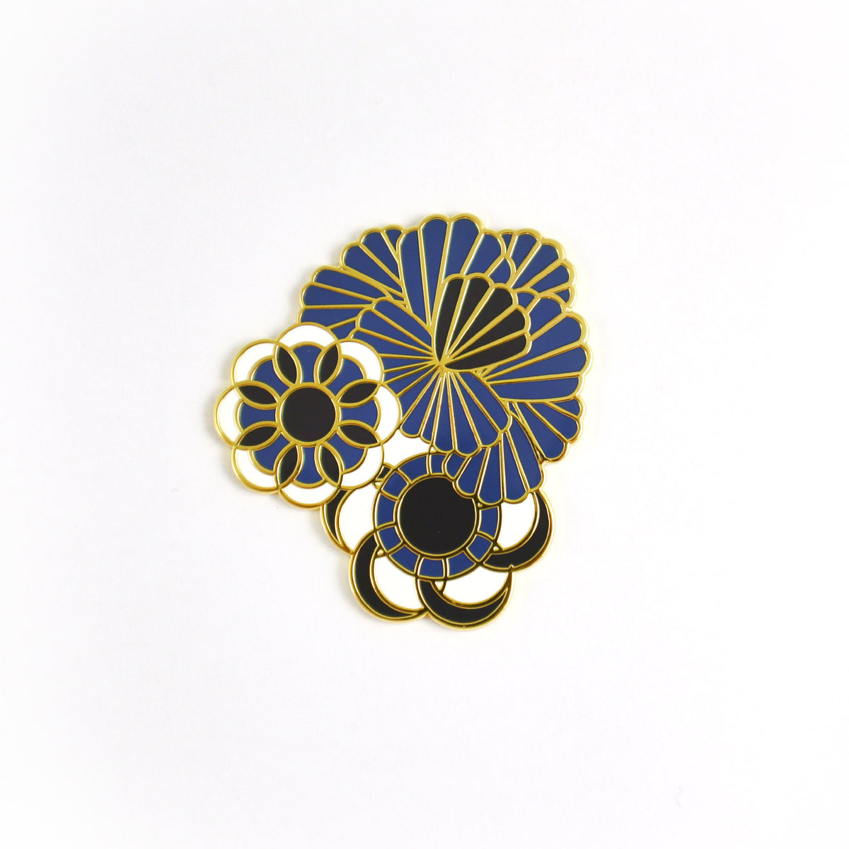 Delft Blue Floral Brooch