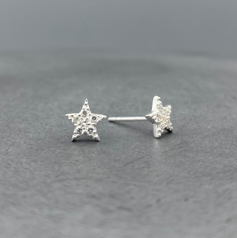 STS328 | Silver Pave Star Post Earrings