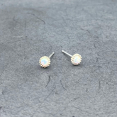 STS376 | Silver Dainty Opal Stud Earrings